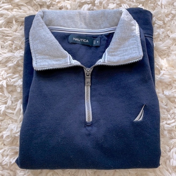 NAUTICA | NAUTICA MEN’S BLUE & GRAY SIZE MEDIUM COLLARED SWEATSHIRT - Picture 8 of 8